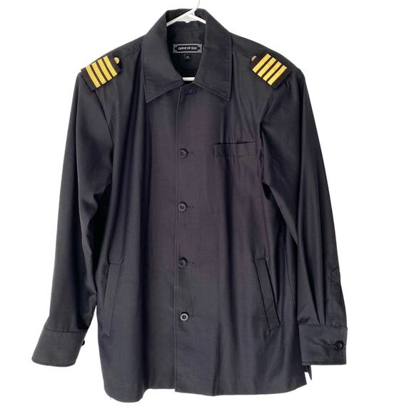 Crème De Silk Vintage Black Military Look Jacket size medium
